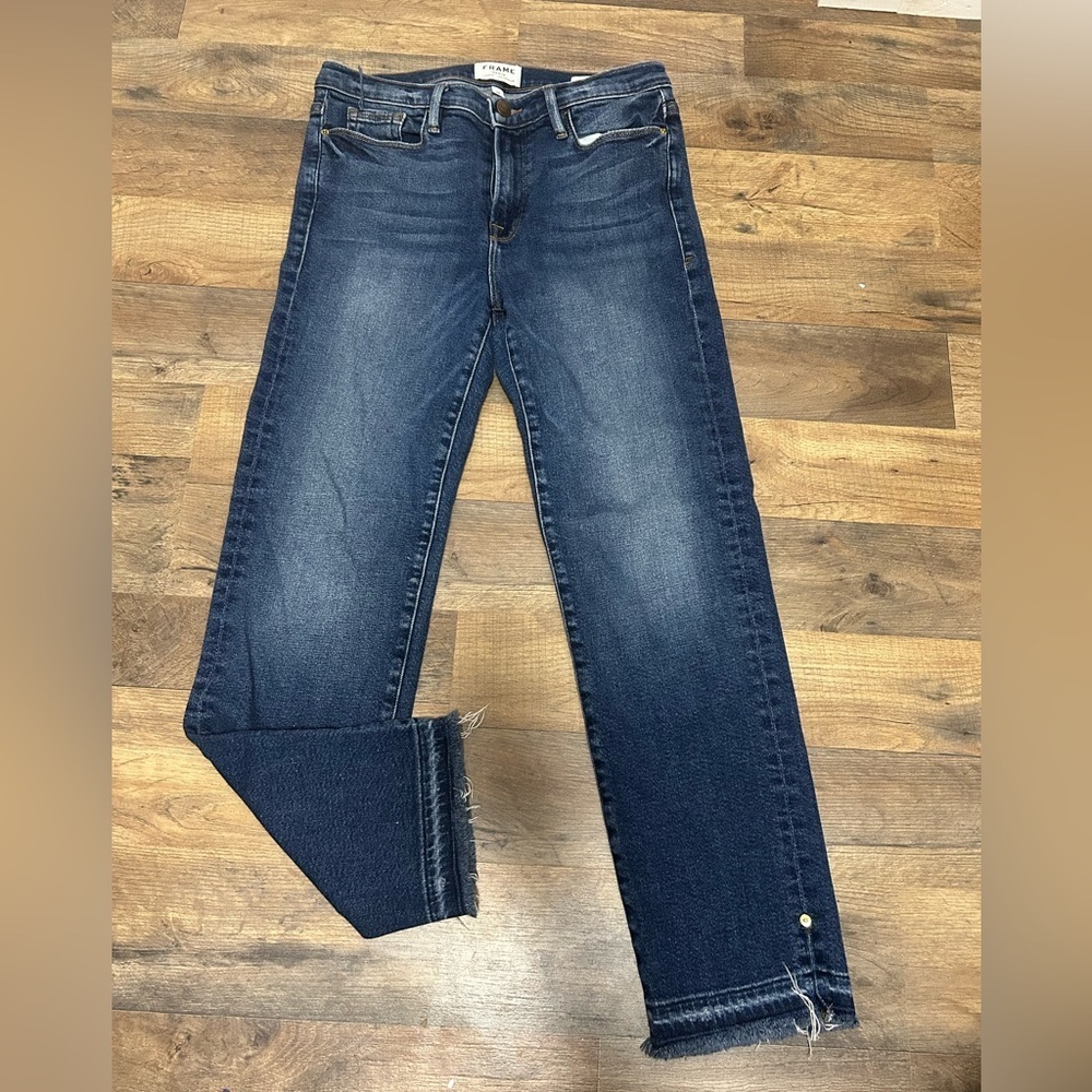 Frame Denim Le Nouveau Straight Women's Dark Blue Ankle Jeans - Picture 4 of 6